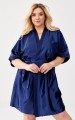 KOMPLET Satynowy szlafrok plus size + koszulka plus size- granatowy LOLI  (r.44-60) 