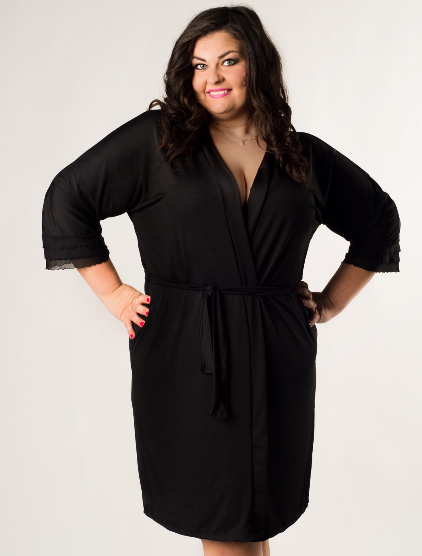 Gładki szlafrok plus size KISI  (r. 46-56) BESTSELLER