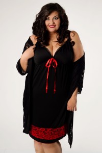 Komplet - koszulka nocna plus size z koronką SANI + koronkowy szlafrok XXL (r. 46-56) 