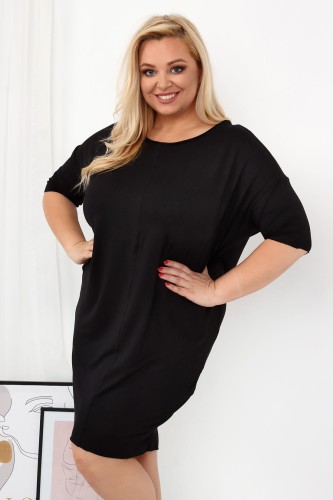 Bawełniana sukienka plus size LISA czarna  ( r. 44-52) 