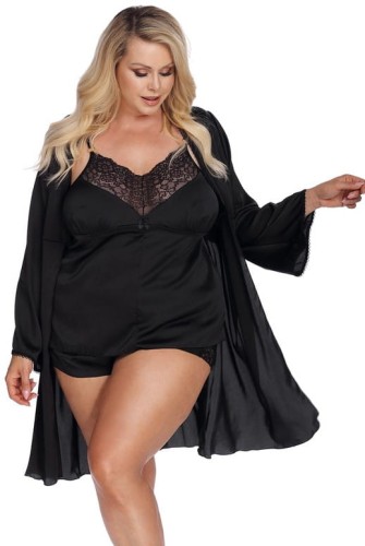 Laura Szlafrok Damski Peniuar plus size - SATYNA  ( r.44-56)  WYPRZEDAŻ -WYSYŁKA 24H 