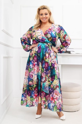 Szyfonowa sukienka plus size maxi LAILA mod 67 ( r. 46-56 )