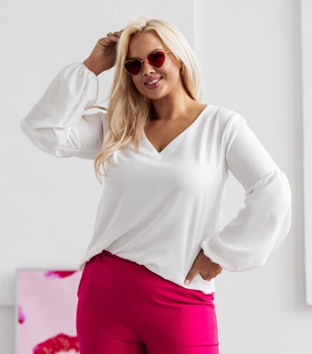 ELEGANCKA BLUZKA KOSZULOWA PLUS SIZE  DEKOLT V COCA (r. 44-48)