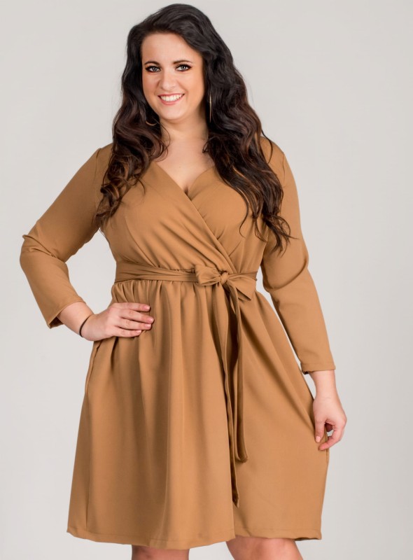 ANA - Sukienka plus size wiązana w talii ( r.44-52)