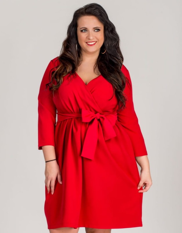 ANA - Sukienka plus size wiązana w talii ( r. 44-52) 