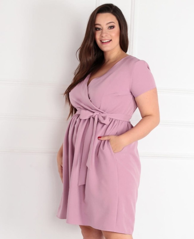 Sukienka plus size wiązana w talii  COCO ( L.r 44-52)  