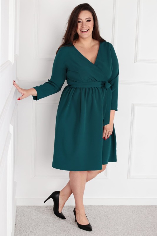 ANA - Sukienka plus size wiązana w talii  ( r. 44-52) 