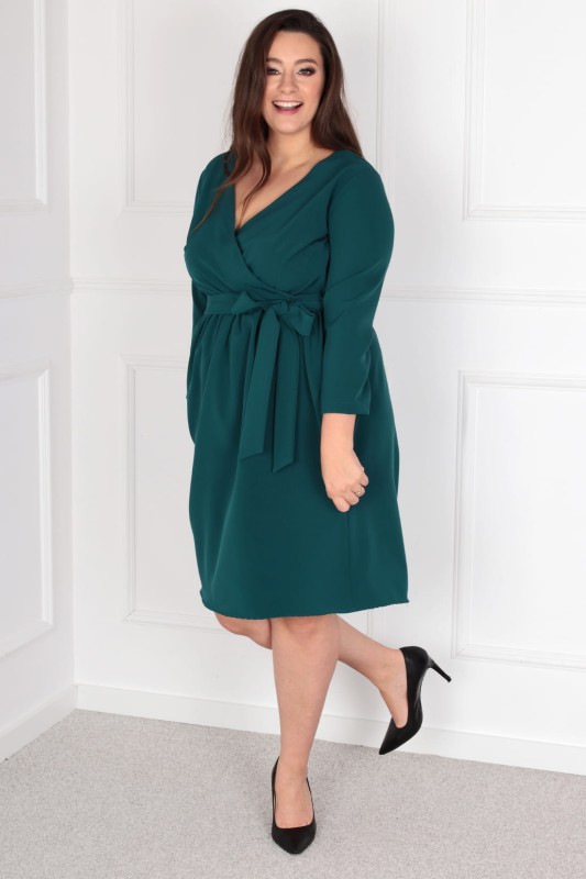 ANA - Sukienka plus size wiązana w talii  ( r. 44-52) 