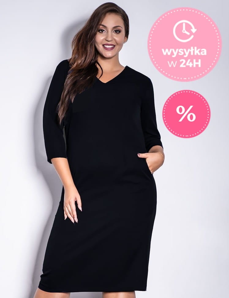 NADIN czarna klasyczna sukienka Plus Size WYSYŁKA 24H PROMOCJA