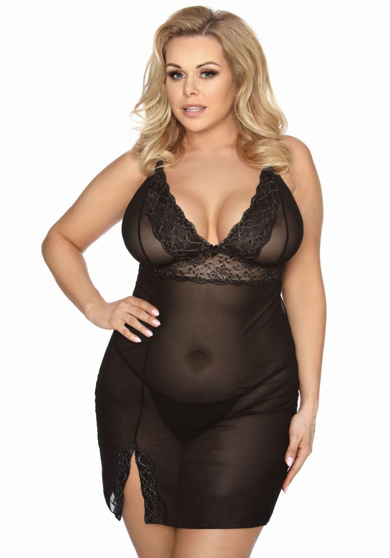 SEXOWNA KOSZULKA PLUS SIZE VALENCIA + stringi XXL  (r.44-56)