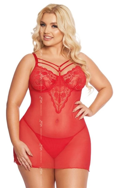 Czarna koszulka plus size Aldona + stringi XXL ( XL-3XL) 