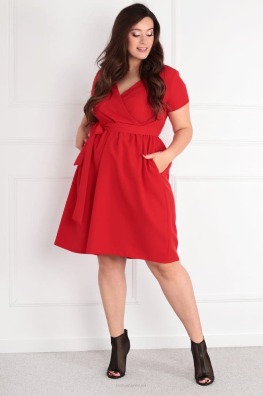 COCO -  Sukienka plus size wiązana w talii ( r. 44-52)  