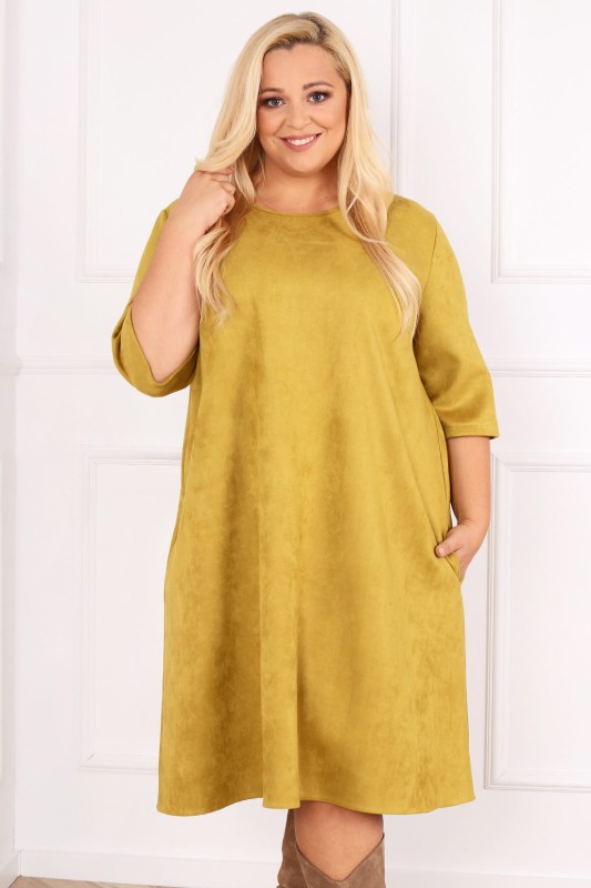 Sukienka PLUS SIZE zamszowa CECILIA-  duże rozmiary Plus Size -  (da963)  ( r.44-54) 