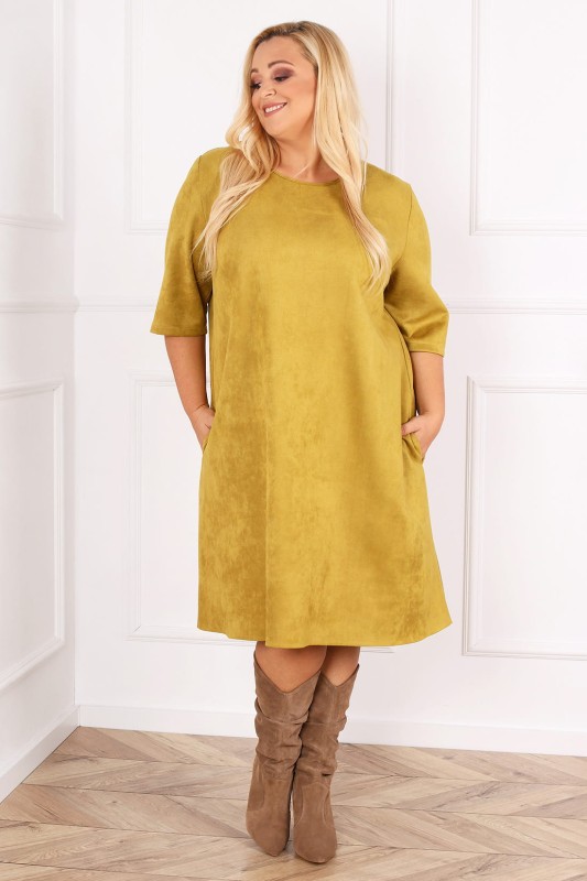 Sukienka PLUS SIZE zamszowa CECILIA-  duże rozmiary Plus Size -  (da963)  ( r.44-54) 