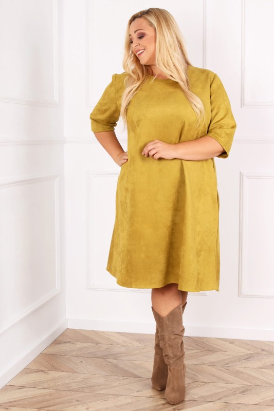 Sukienka PLUS SIZE zamszowa CECILIA-  duże rozmiary Plus Size -  (da963)  ( r.44-54) 