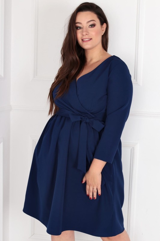 ANA - Sukienka plus size wiązana w talii ( r.44-52) 