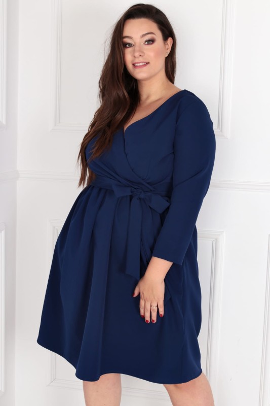 ANA - Sukienka plus size wiązana w talii ( r.44-52) 