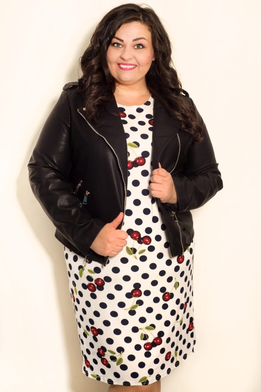 LATO Sukienka plus size w wisienki (L. r 48-56)