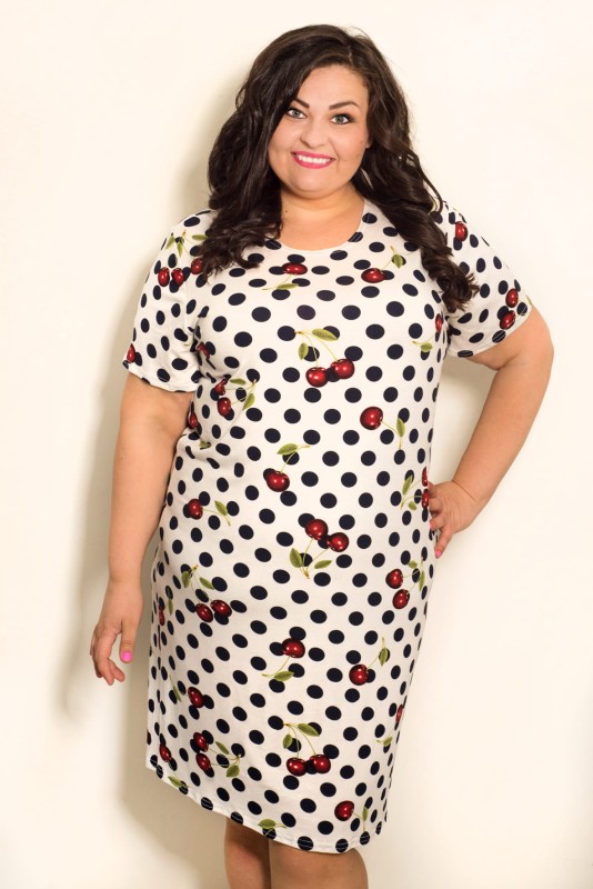 LATO Sukienka plus size w wisienki (L. r 48-56)