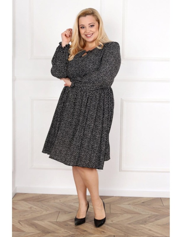 Sukienka plus size midi LU - kropki ( r. 44-52) 
