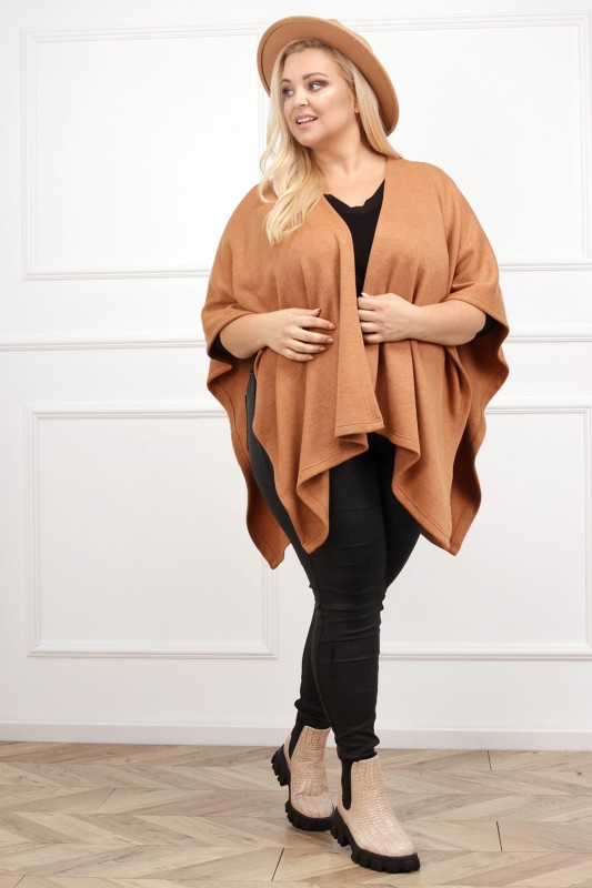 Ponczo plus size - CAMEL 
