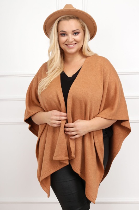 Ponczo plus size - CAMEL 
