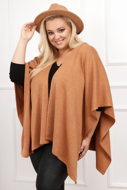 Ponczo plus size - CAMEL 