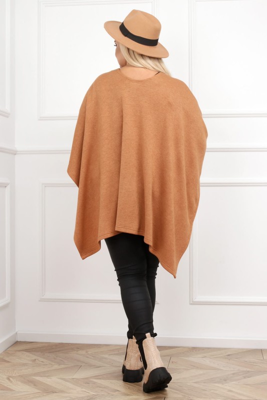 Ponczo plus size - CAMEL 