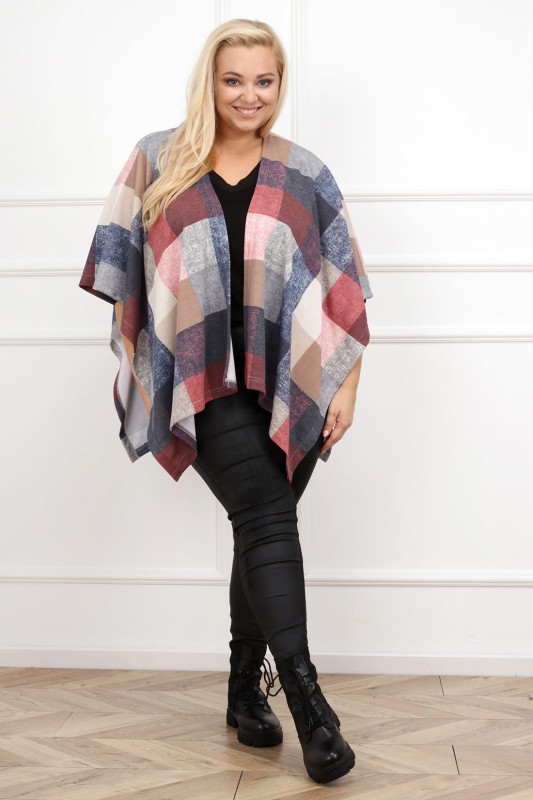 Ponczo plus size - KRATKA