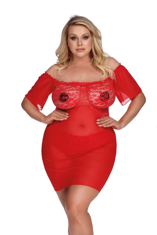 Ekskluzywna koronkowa koszulka plus size CAMARI ( r. 44-56)  