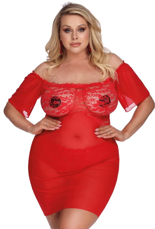 Ekskluzywna koronkowa koszulka plus size CAMARI ( r. 44-56)  