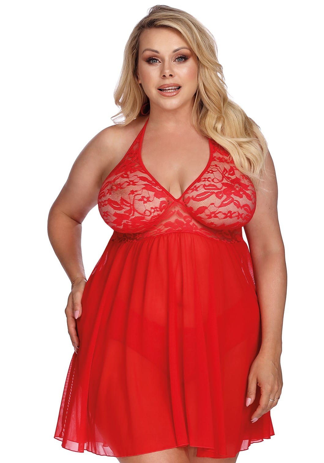 Ekskluzywna tiulowa koszulka babydoll plus size PANDORA ( r. 44-56) 