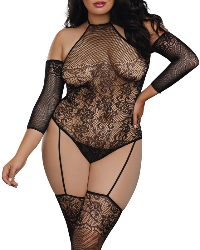 Bodystocking plus size SPARKLING ( r.44-56)  