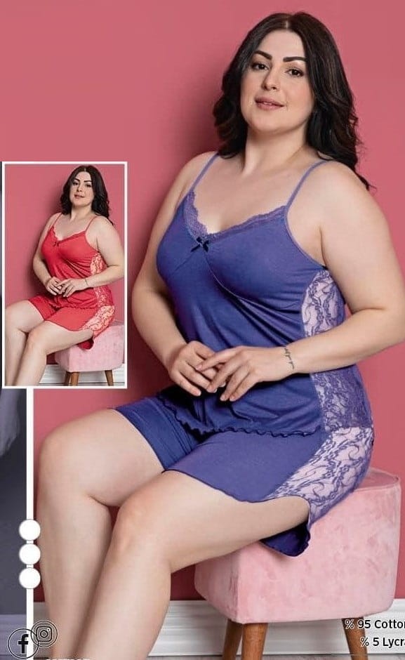 Piżamka z koronką plus size  ( r. 42-52)