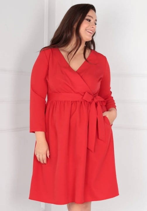ANA - Sukienka plus size wiązana w talii ( r. 44-52) 