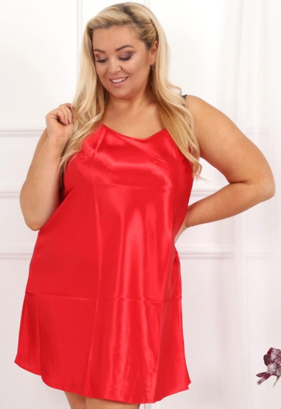 Koszulka satynowa plus size Bordowa - LUNA  (r. 44-54)