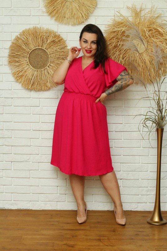 Sukienka plus size z zakładanym dekoltem MOONI ( r. 42-48) 