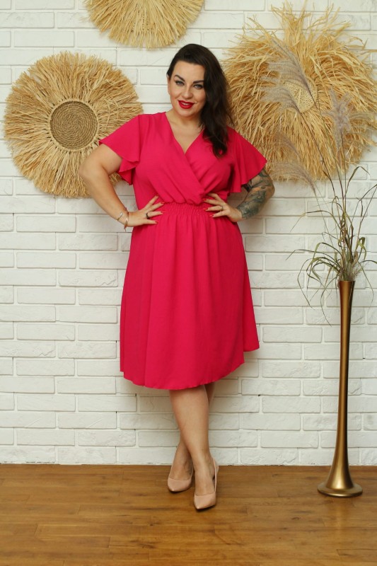 Sukienka plus size z zakładanym dekoltem MOONI ( r. 42-48) 