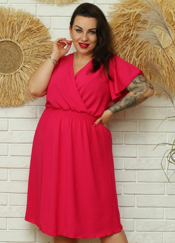 Sukienka plus size z zakładanym dekoltem MOONI ( r. 42-48) 