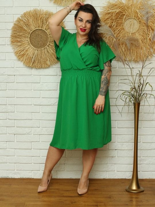 Sukienka plus size z zakładanym dekoltem MOONI (L.r 42-48) 