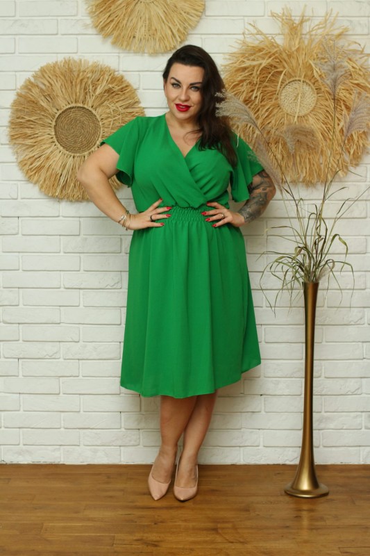 Sukienka plus size z zakładanym dekoltem MOONI (L.r 42-48) 
