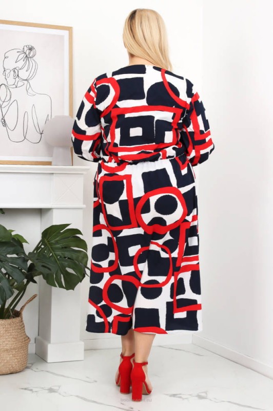 Sukienka plus size BETANY granatowo - czerwona  ( r. 44-52)   