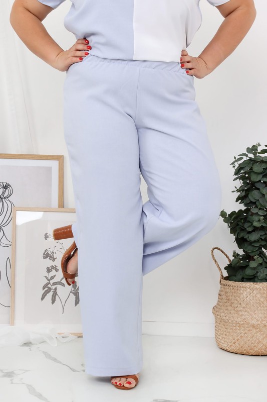 LNIANA bluzka plus size LENI  - błękitny  - biały  (L.r 44-52)  