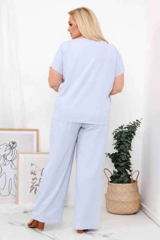 LNIANA bluzka plus size LENI  - błękitny  - biały  (L.r 44-52)  