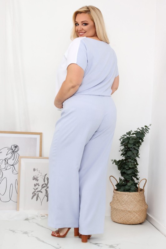 LNIANA bluzka plus size LENI  - błękitny  - biały  (L.r 44-52)  