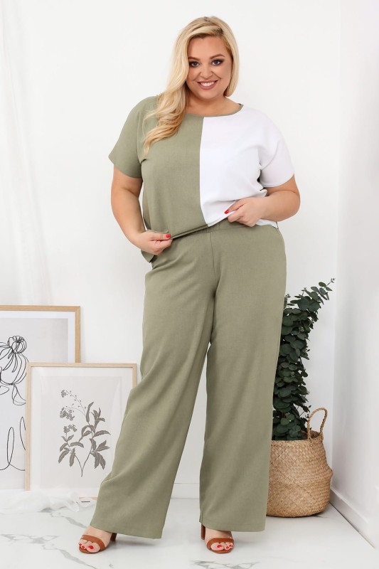 LNIANE Spodnie  plus size LENI  - khaki ( r. 44-52) 