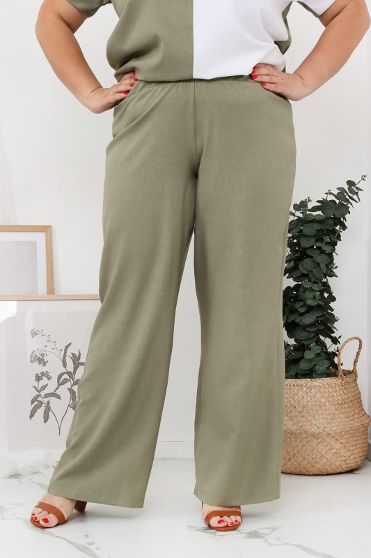 LNIANE Spodnie  plus size LENI  - khaki ( r. 44-52) 