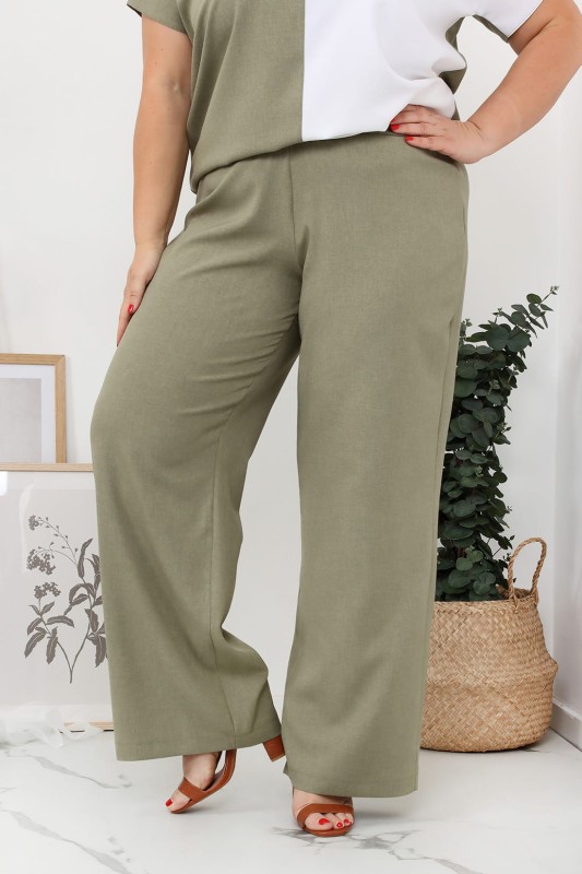 LNIANE Spodnie  plus size LENI  - khaki ( r. 44-52) 