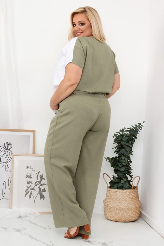 LNIANE Spodnie  plus size LENI  - khaki ( r. 44-52) 