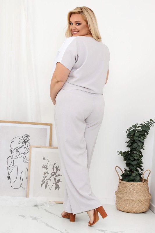 LNIANE Spodnie  plus size LENI  - szary ( r. 44-52)